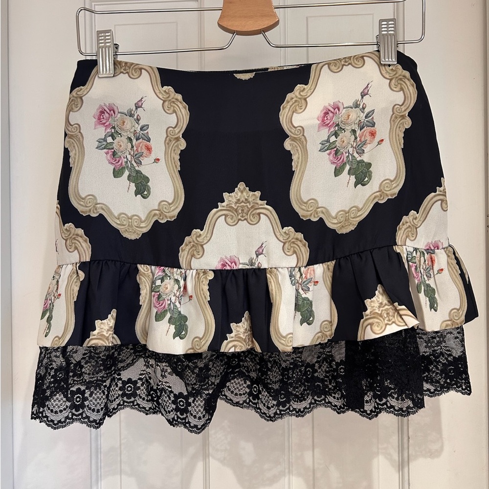 REVOLVE Rose Black and Cream Mini Skirt - Picture 8 of 11